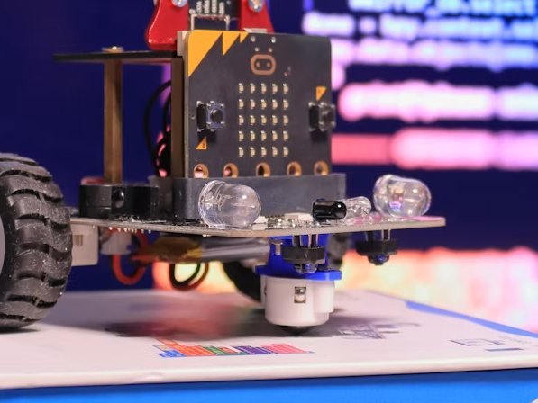 A micro:bit robot built with sensors and motors